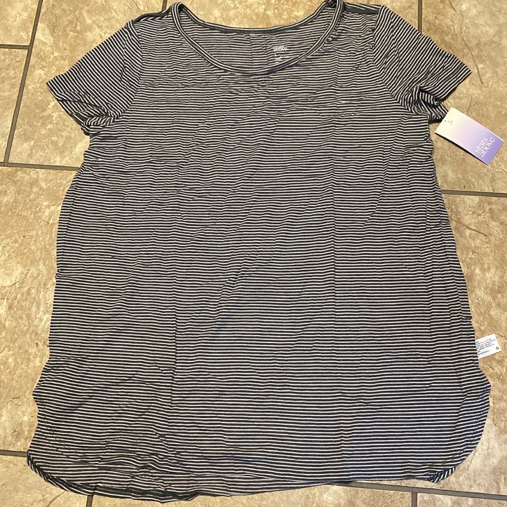 Maternity Top with Side Slits Large NWT Comfy Loungewear Stripes